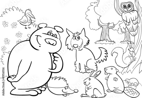 wild forest animals for coloring book - Buy this stock vector and