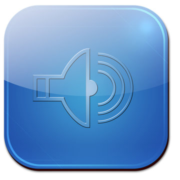App Symbol Lautsprecher mit Schallwellen Nahaufnahme