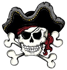 Wall Mural - Vintage pirate skull theme 1