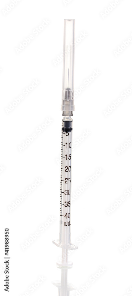 Insulin syringe isolated on white