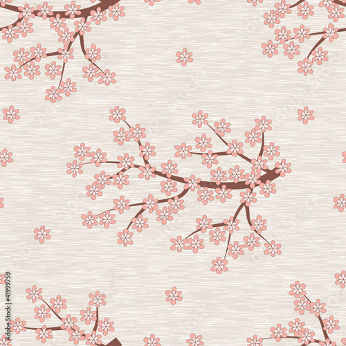 Obraz Na Płótnie Kwiat Wiśni Bez Szwu Deseń Rewallutionpl