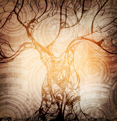 Wall Mural - background with hand drawn tree. eps10 vector