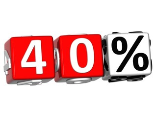 Poster - 3D 40 Percent Button Click Here Block Text