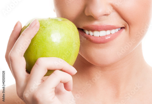 Naklejka - mata magnetyczna na lodówkę woman with an apple