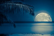 Moon reflected on the water of a tropical beach