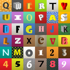 Poster - Set of vector letters in color squares