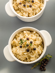 Canvas Print - risotto with juniper and thyme, vegetarian healthy food