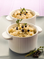 Poster - risotto with juniper and thyme, vegetarian healthy food