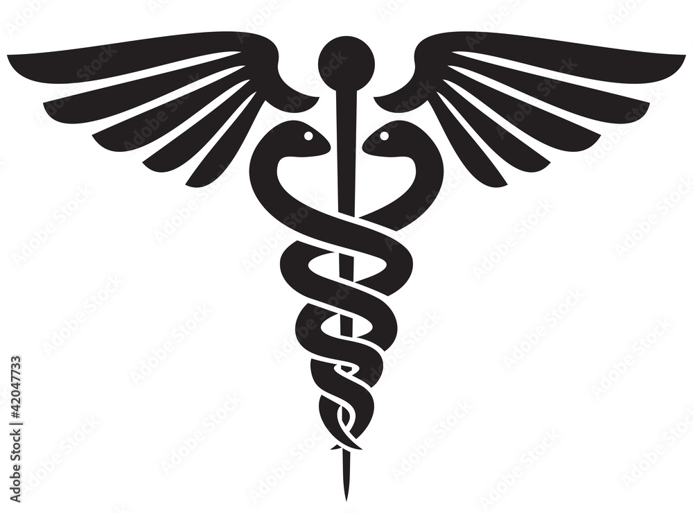 caduceus medical symbol black Stock Vector | Adobe Stock