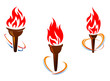 Three torches with fire flames
