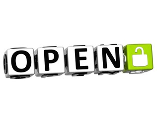 Poster - 3D Open Button Click Here Block Text