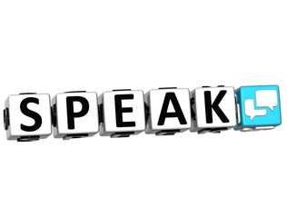 Poster - 3D Speak Button Click Here Block Text