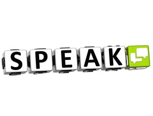 Poster - 3D Speak Button Click Here Block Text