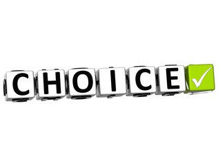 Poster - 3d choice button click here block text