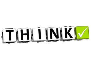Poster - 3D Think Button Click Here Block Text