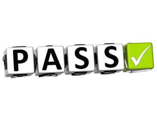 Poster - 3d pass button click here block text