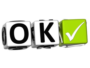 Poster - 3D Ok Button Click Here Block Text