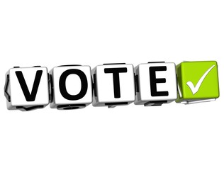 Poster - 3D Vote Button Click Here Block Text
