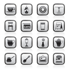 Cafe and coffeehouse icons - vector icon set