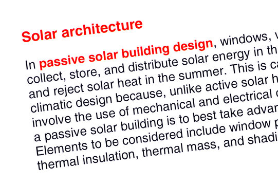 Solar architecture text highlighted in red
