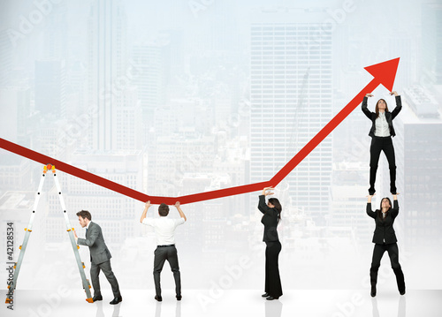 Tapeta ścienna na wymiar Teamwork and corporate profit