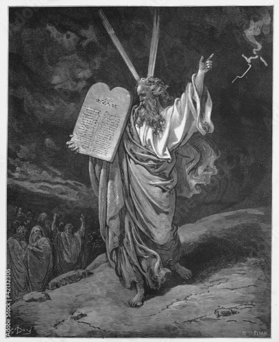 Fotomural Moses comes down from the mountain with the tablets of Law