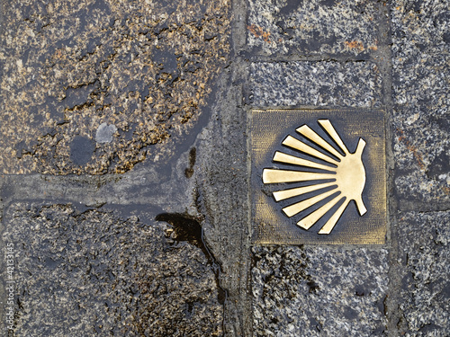 Fotografie, Obraz Pilgrim's shell (Venera) in the way of Santiago de Compostela.