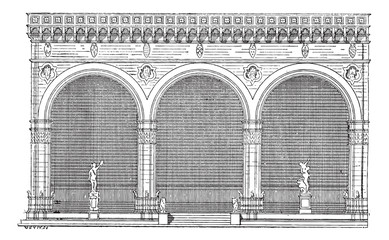 Wall Mural - elevation view, vintage engraving