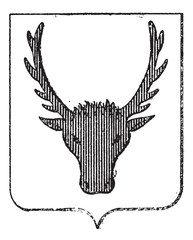 Sticker - Moose Coat of Arms, vintage engraving