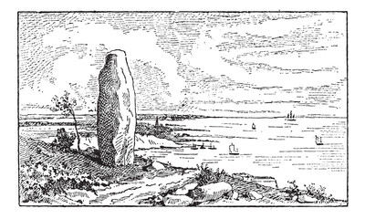 Menhir, vintage engraving