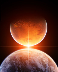 Wall Mural - warming sstar and two planets