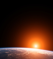 Wall Mural - rising sun on blue planet