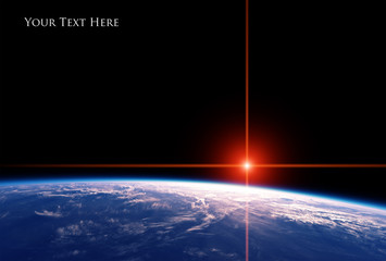 Wall Mural - planet earth with sun and blank space for text