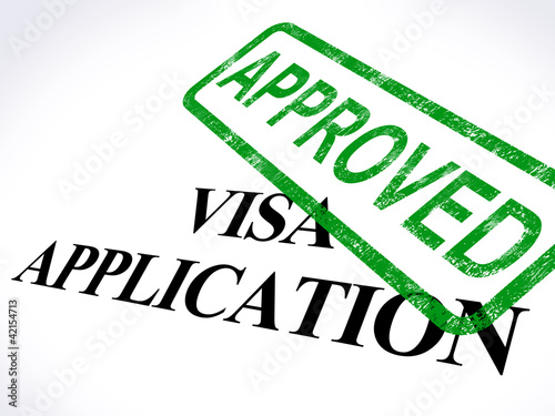 Fotografie, Obraz Visa Application Approved Stamp Shows Entry Admission Authorized