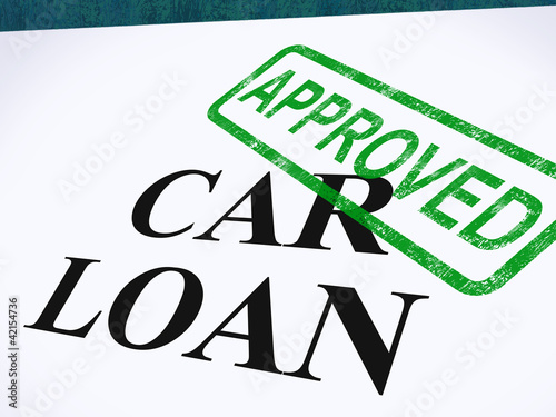 Fotografía Car Loan Approved Stamp Shows Auto Finance Agreed