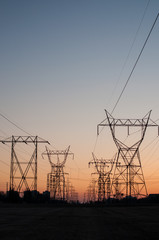 Wall Mural - Electrical Transmission Towers (Electricity Pylons) at Sunset