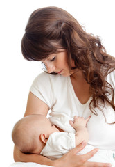 young mother breast feeding her infant