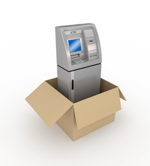 Canvas Print - ATM in a carton box.