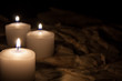 candles on dark wood table