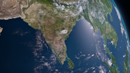 Wall Mural - earth 3d view from space. south asia