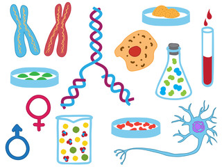 Fototapete - Illustration of biology icons