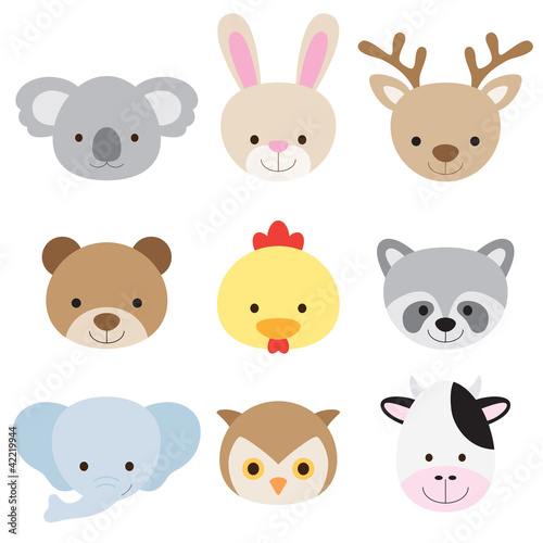 Naklejka dekoracyjna Animal Face Set