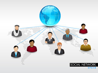 Canvas Print - Social networking 3D background with people connect with network