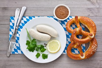 Wall Mural - Weißwurst mit Brezel