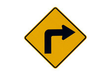 Right Turn Yellow Traffic Sign