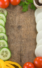 Canvas Print - healthy vegetable food over wood background