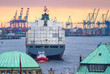 canvas print picture - Containerfrachter im Hamburger Hafen