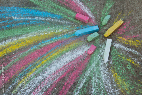 Fototapeta dla dzieci Crayons for drawing on the pavement