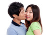 © 현수 김 - Happy couple hugging and kissing over white background