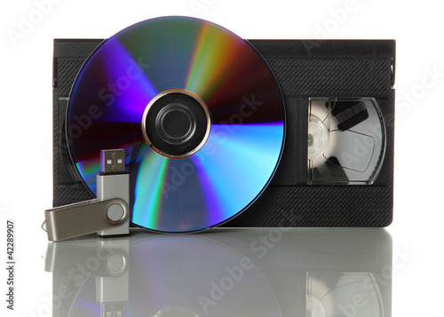 Fotografía videotape with cd and usb stick